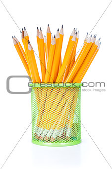 pencils in a glass isolated on white background