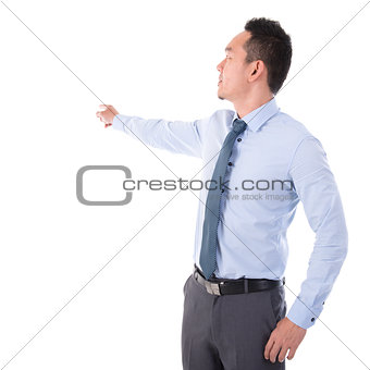Businessman hand pointing away