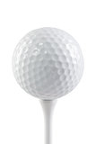 golf ball on a stand isolated on white background macro