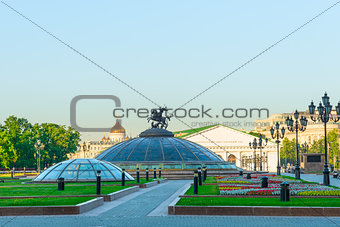Manezh Square in central Moscow in the early morning