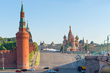 sunny summer morning on Red Square in Moscow