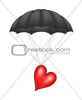 Heart at black parachute