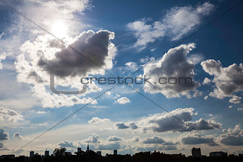 Dynamic blue sky over the city