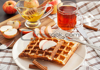 Apple waffles for breakfast