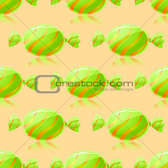 Shiny Green Candies Seamless Pattern