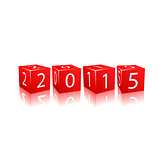 2015 year numbers on red cubes