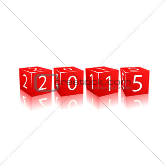 2015 year numbers on red cubes