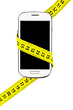 phone measuring tape on an isolated white background