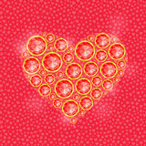 Red Heart Composed of Diamond Gem Stones