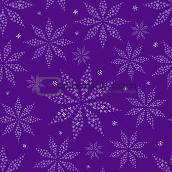 Simple Flower Silhouettes on Purple Seamless Background