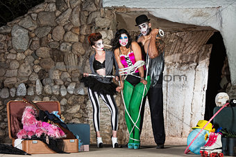 Cirque Clowns Tying Up Friend