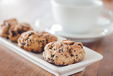 Closeup healthy cookies with coffee cup