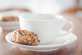 Coffee cup and healthy cookies