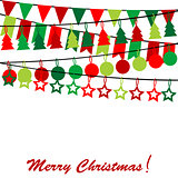 Merry Christmas card with bunting and garlands