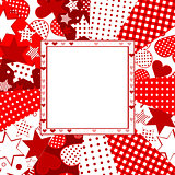 Valentine celebration card with hearts, stars and dots