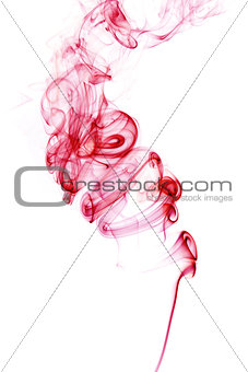 Red smoke isolated on white.