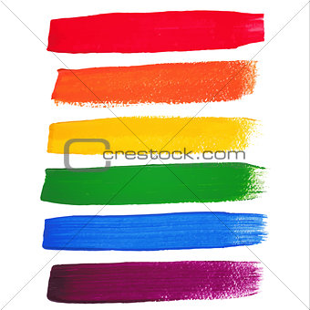 Vector rainbow watercolor brush strokes