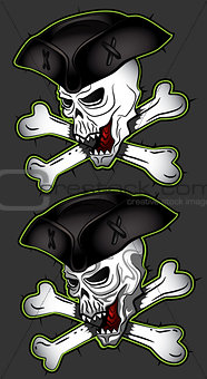 horror pirate dead man skull with hat