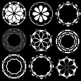grungy geometric flower shape digital vector stamps