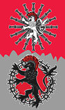 lion head with swords emblem illustration