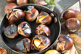Chestnuts in a skillet.