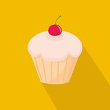 Vector cupcake flat icon on yellow background