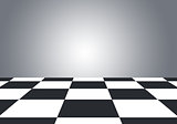 Floor with checkerboard texture and gray wall