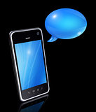Speech bubbles and mobile phone