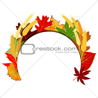Thanksgiving Colorful Autumn Leaf with Golden Wheat Background
