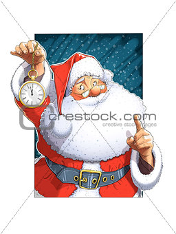 Santa Claus with clock