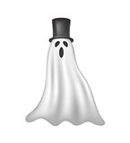 Ghost in white design with black hat