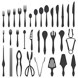 various cutlery silhouette set