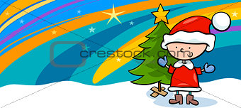 kid on christmas cartoon greeting card