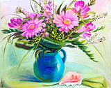 Flowers  in vase, oil painting on canvas