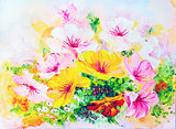 Wildflowers, oil painting on canvas