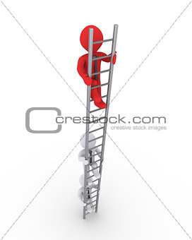 Businessmen climbing ladder competition