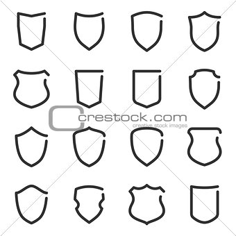 Set of different shield outline icons