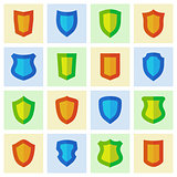 Set of different shield shapes icons