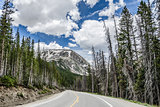 Lonely Mountain Road, Bright Blue Sky, Clouds