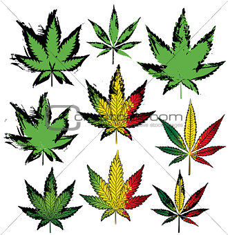 Set of cannabis and marijuana product symbol stamps vector
