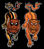 dangerous angry lion beast illustration