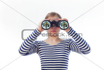 girl and a pair of binoculars
