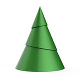 Green stylized Christmas tree isolated on white background