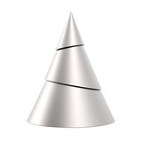 Silver stylized Christmas tree isolated on white background