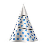 Silver stylized Christmas tree with blue decoration
