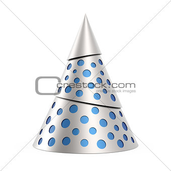 Silver stylized Christmas tree with blue decoration