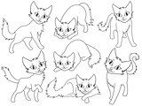 Seven funny cartoon cats