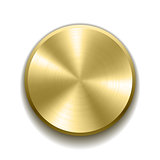 Realistic gold button with circular processing.