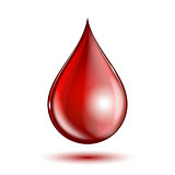 Blood drop isolated on white background.