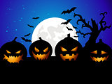 Halloween Party Background with Pumpkins 